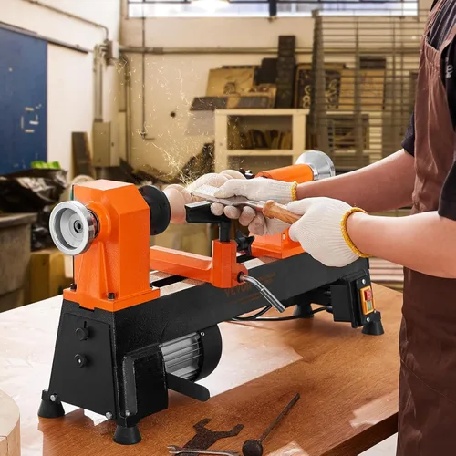 Vista 8 de VEVOR Torno de Madera de Sobremesa, 10 pulgadas x 18 pulgadas, 0.5 HP 370W Máquina de Torno para Madera, 5 Velocidades Variables