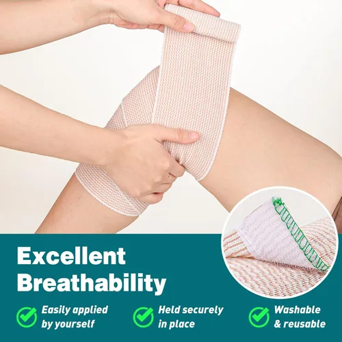 Vista 4 de AZEN 4in Premium 8 Pack Elastic Bandage Wrap, Compression Wrap Bandage for Legs, Ankle, Knee, Tummy, Body, Lymphedema Wraps for Legs, Latex-Free