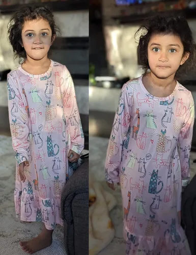 Vista 6 de Arshiner Ropa de dormir para niña de manga larga lindo camisón camisón pijama vestido