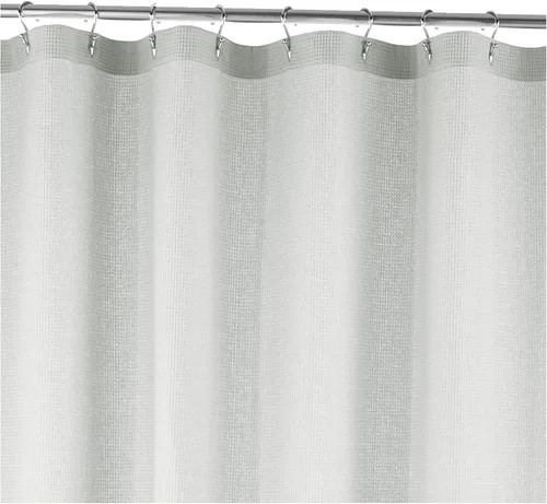 Vista 2 de Amazon Aware Cortina de ducha con tejido de gofre, 50% poliéster reciclado/50% algodón Bci, gris claro, 72 x 72 pulgadas