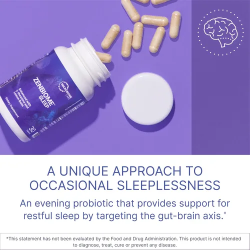 Vista 2 de Microbiome Labs Zenbiome Sleep - Suplemento de teanina L con extracto de bálsamo de limón y probióticos con Bifidobacterium Longum - Ayuda a calmar