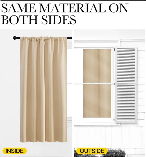 Vista 4 de NICETOWN 2 paneles de 42 x 72 pulgadas de largo, cortinas opacas con bolsillo para barra con 2 paneles de 42 x 16 pulgadas de largo, cenefas opacas