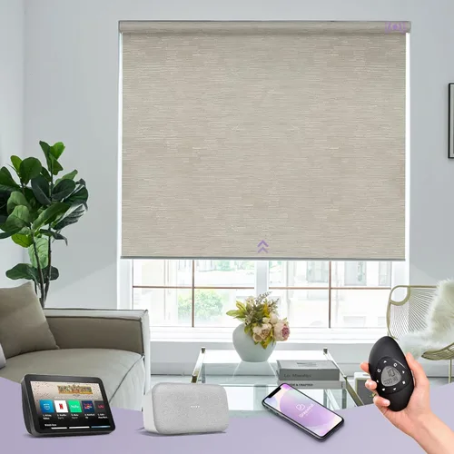 Vista 16 de Graywind Persianas enrollables motorizadas 100% opacas compatibles con Alexa Google, de vinilo, impermeables, inalámbricas, control remoto