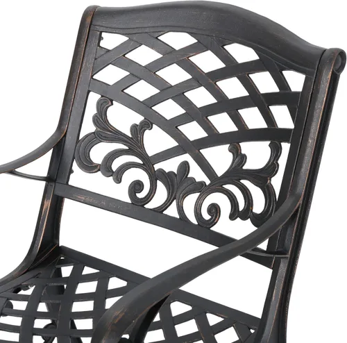 Vista 7 de Christopher Knight Home Myrtle Beach - Sillas de comedor de aluminio para exteriores, juego de 2 piezas, cobre brillante