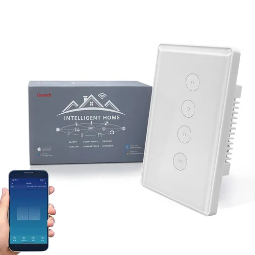 Vista 7 de Interruptor de pared táctil inteligente WiFi funciona con Alexa y Google Home requiere cable neutro, no requiere puerta de enlace. Conéctate a