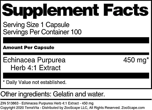 Vista 3 de TerraVita Echinacea Purpurea Hierba 41 Extracto - 450 mg (100 Cápsulas, ZIN 513863) - Paquete de 2