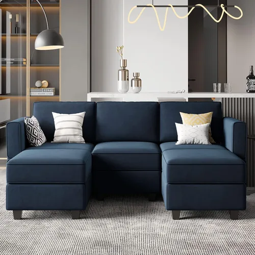 Vista 87 de Belffin Sofá modular Módulo medio con almacenamiento Accent Silla sin brazos para sofá modular seccional terciopelo negro