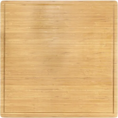 Vista 2 de BambooMN Tabla de cortar con cubierta de quemador de bambú, 3 capas, cuadrada extragrande, 24 x 24 x 0.75 pulgadas, ranurada/plana con cuchilla