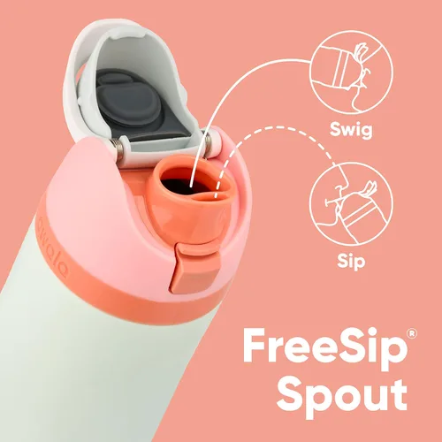 Vista 3 de Owala FreeSip - Botella de agua aislada de acero inoxidable con popote y funda de silicona, funda protectora antideslizante para botella de 24