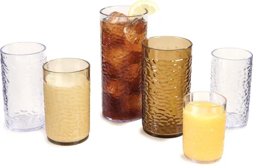 Vista 8 de Carlisle FoodService Products Pebble Optic Pebble - Vaso de plástico para restaurantes, catering, cocinas, plástico, 9 onzas, transparente