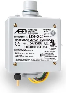 ASE DS-2C Control de sensor de lluvia/nieve. Voltaje de entrada de 100-277 VAC. Controlador para aplicaciones de fusión de nieve en pavimentos