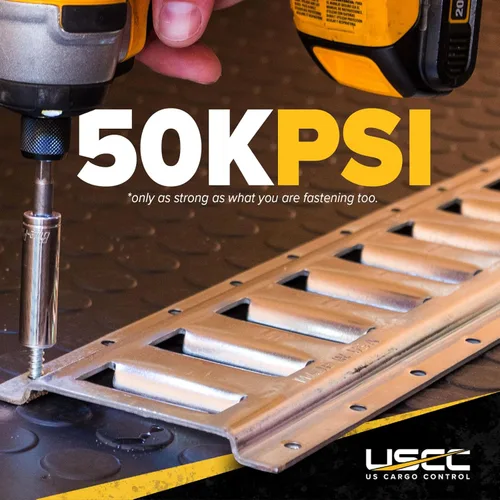 Vista 7 de US Cargo Control E Track, Hecho en EE. UU., Riel de pista E de acero calibre 12 de 8 pies galvanizado, Rieles ETrack horizontales para remolques