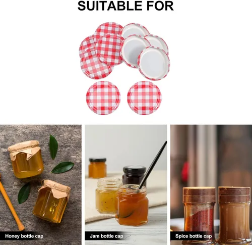 Vista 3 de Tapas para tarros de conserva, 40 unidades, tapas de repuesto para tarros de conservas, tapas profesionales para frascos, tapas de boca ancha, tapas
