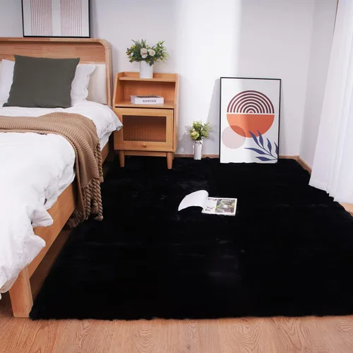 Vista 23 de Ghouse Alfombra ultrasuave de pelo sintético de conejo 2x3, alfombras lavables a máquina para dormitorio, alfombras esponjosas para sala de estar