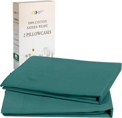 Vista 18 de California Design Den Juego de 2 fundas de almohada estándar tamaño Queen - 100% algodón, juego de 2 fundas de satén suave, se adapta a almohadas