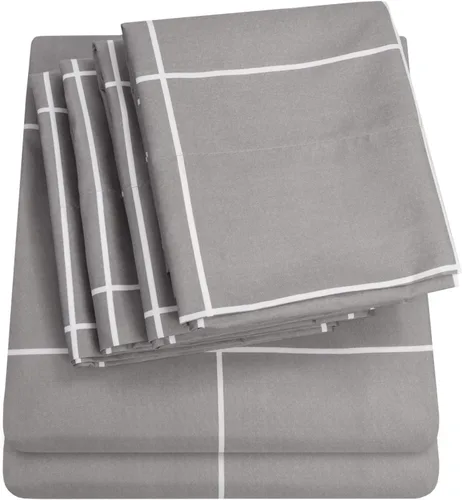 Vista 55 de Juego de sábanas de 4 piezas para camas individuales de 1500 hilos de microfibra de cepillado fino con bolsillo profundo - 1 funda de almohada