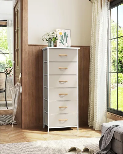 Vista 7 de Crestlive Products Cajonera alta para armario, torre de almacenamiento vertical - Estructura de acero resistente, parte superior de madera, cajones