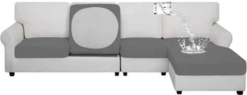 Vista 91 de Easy-Going Fundas de cojín 100% impermeables de 4 piezas para sofá seccional, izquierdo/derecho en forma de L, funda antideslizante para sofá, 3