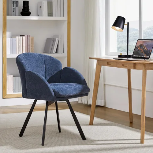 Vista 4 de Yaheetech Silla Giratoria de Acento, Sillón de Chenilla con Flores, Silla de Tocador Silla Auxiliar con Base Giratoria de 360 Grados y Cojín