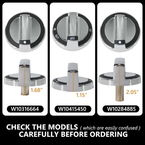 Vista 3 de W10284885 Perilla de estufa de control de gas Asamblea compatible con Whirlpool Range Accesorios de quemador de horno, pieza de repuesto WPW10284885