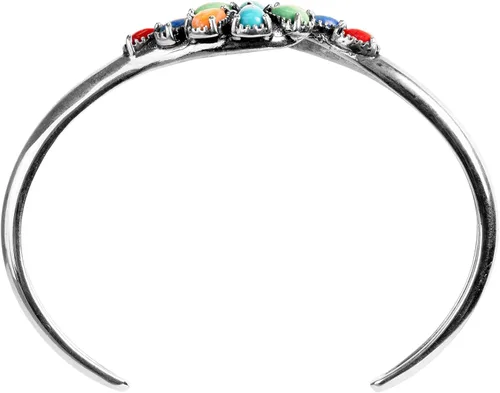Vista 5 de American West Sterling Silver Womens Cuff Bracelet Choice of Gemstone Cluster Design Size Small Medium Large