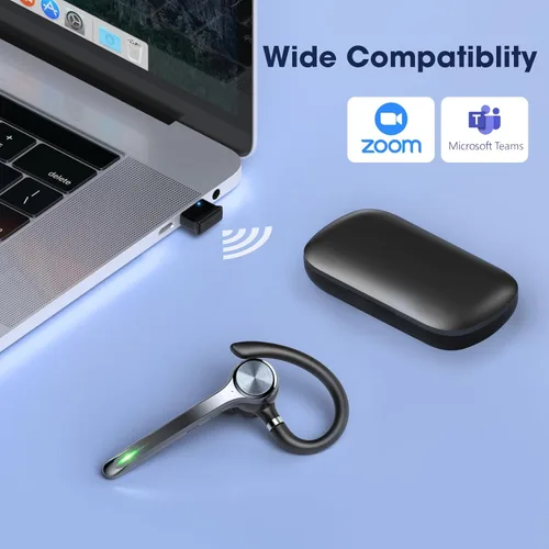 Vista 7 de Ngsod Auriculares Bluetooth, auricular inalámbrico con micrófono de cancelación de ruido mejorado, funda de carga de 500 mAh compatible con tiempo