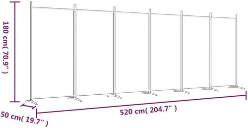 Vista 41 de vidaXL Divisor de habitación de 5 paneles en color blanco, ideal para dormitorio, sala de estar, apartamento de estudio, hecho de material de tela