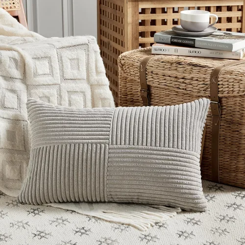 Vista 79 de Fancy Homi - Paquete de 2 fundas de almohada decorativas gris azul pequeño de 14 x 14 pulgadas para sofá, cama, sofá, rústico, estilo granja