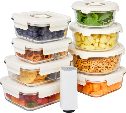 Vista 14 de HOLDN’ STORAGE Recipientes de almacenamiento al vacío para alimentos, juego de 4 recipientes de compartimentos y bomba electrónica - Mantenga