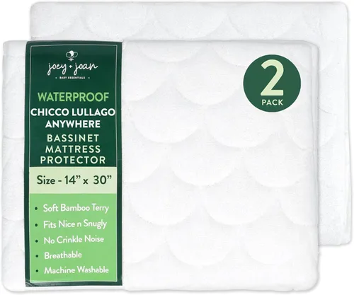 Vista 12 de Joey + Joan Funda protectora de colchón impermeable Pack and Play, compatible con Graco Pack n Play, paquete de 2 sábanas acolchadas de viscosa