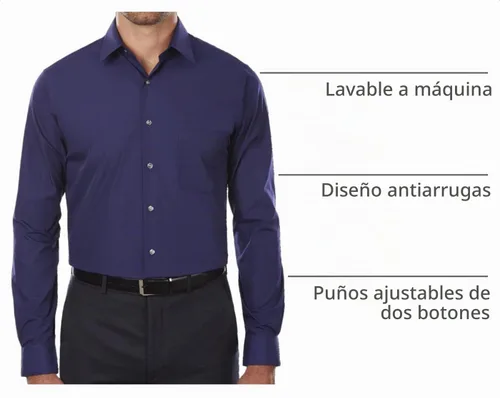 Vista 5 de Van Heusen Camisa de vestir para hombre ajuste regular Popelín liso