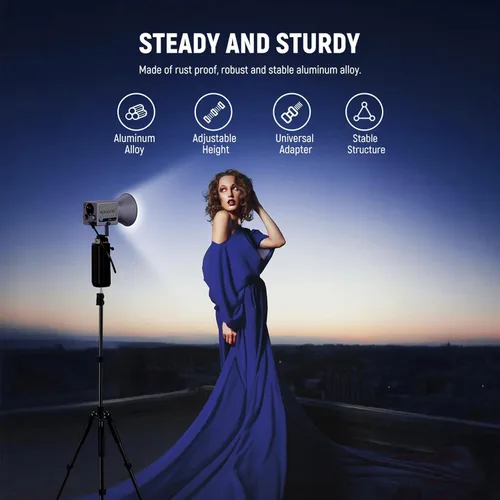 Vista 5 de NEEWER Trípode para Luz de Fotografía, 47-195cm/1.5-6.4ft de Aluminio Trípode de Iluminación de Estudio Reversible, Trípode Portátil para Video