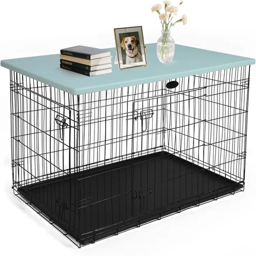 Vista 12 de Rockever Funda para jaula de perro con mesa para jaula de perro de 42 pulgadas, funda resistente al agua, de poliéster resistente a los rayos UV