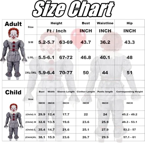 Vista 7 de Disfraz de payaso IT, disfraz de Halloween para adultos con máscara de payaso LED.