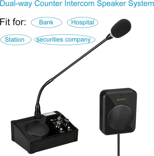 Vista 8 de Retekess TW106 Intercomunicador de ventana, altavoz, soporte de micrófono externo, sistema de intercomunicación para negocios, escuela, hospital