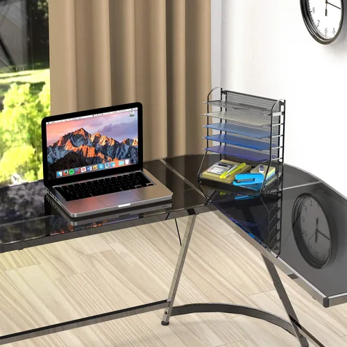 Vista 6 de SimpleHouseware - Bandeja organizadora para documentos de escritorio con 6 bandejas Negro