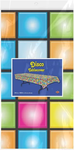 Vista 3 de Beistle Mantel de discoteca, 54 x 108 pulgadas, mantel de plástico, mantel rectangular, fundas para fiestas, decoraciones de fiestas, temas groovy