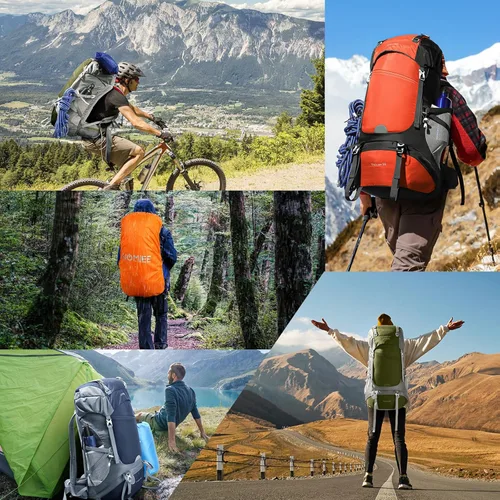 Vista 5 de HOMIEE 50L Hiking Backpack Travel Bag Waterproof Camping Rucksack with Rain Cover Lightweight Backpacking Backpack