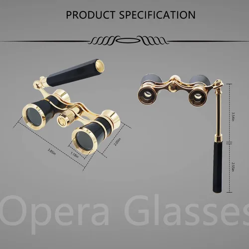 Vista 3 de BLACKICE Lentes de ópera, prismáticos de teatro de 3 x 25 pulgadas, mini anteojos de ópera compactos con mango ajustable, binoculares portátiles
