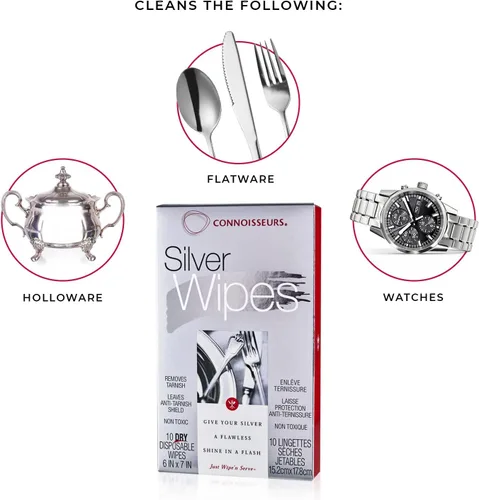 Vista 5 de CONNOISSEURS Toallitas limpiadoras plateadas, 10 unidades, Papel