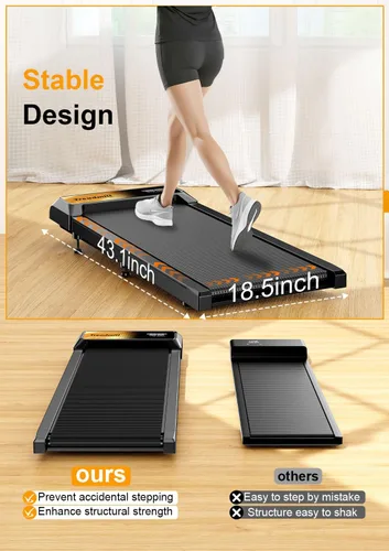 Vista 6 de Walking Treadmill Pad with Incline, Walking 2.5HP for Home and Office, 265Lbs Weight Capacity, Treadmill with APP & Remote Control, LED Display
