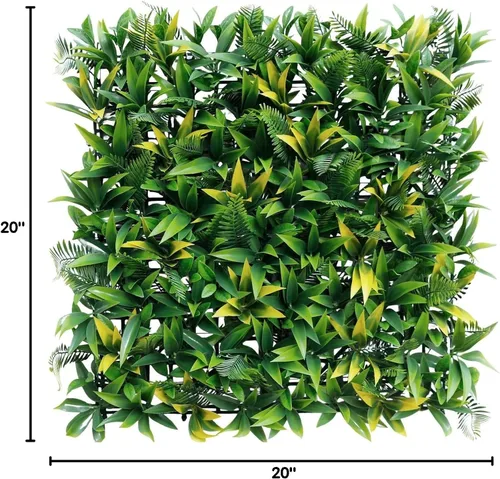 Vista 8 de E&K Panel de valla de plantas artificiales de 20 x 20 pulgadas, hojas sintéticas, césped, panel de privacidad para interiores y exteriores