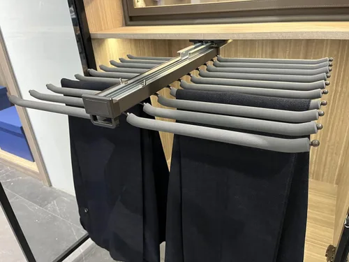 HANKEY Perchero extraíble para colgar en el armario, barra de acero extraíble para pantalones y pantalones, con cierre suave, organizadores de ropa
