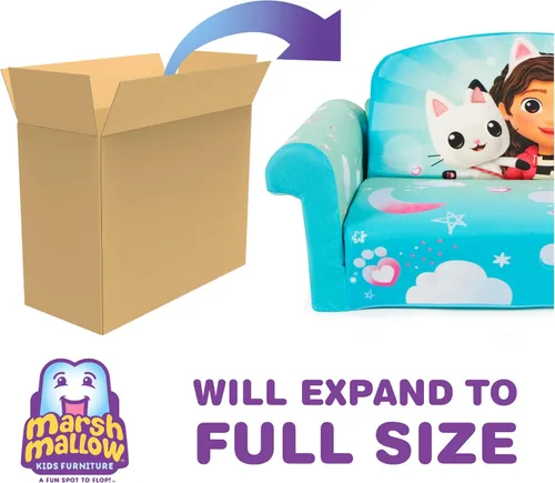 Vista 12 de Marshmallow Cocomelon - Sofá cama 3 en 1 para bebés, sofá convertible para niños, sofá cama y tapete de espuma para siesta con manta adjunta