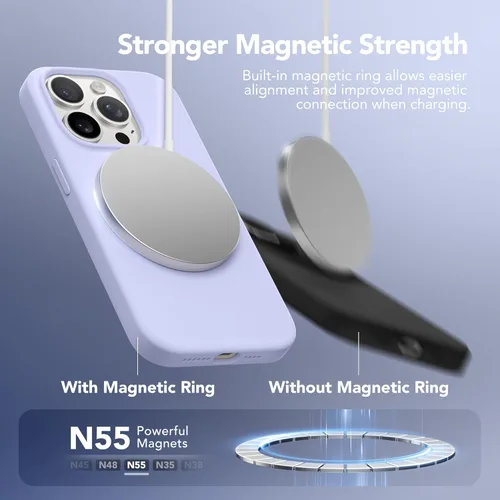 Vista 523 de GONEZ Funda magnética para iPhone 14, compatible con Magsafe, con protector de pantalla + protector de cámara, forro de microfibra antiarañazos