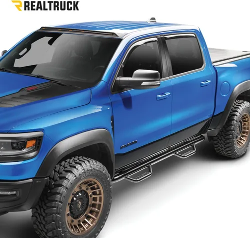 Vista 2 de RealTruck Nerf Steps para Silverado/Sierra Rueda a rueda con acceso a la cama, acero resistente, parte trasera brillante, C17105CC-6 Se adapta a