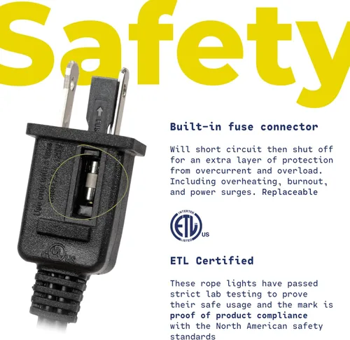 Vista 6 de Cuerda de luz LED colorida de 108 luces LED de 10 pies con 8 modos de 12 pulgada de grosor, controlador conectable al aire libre, permanente