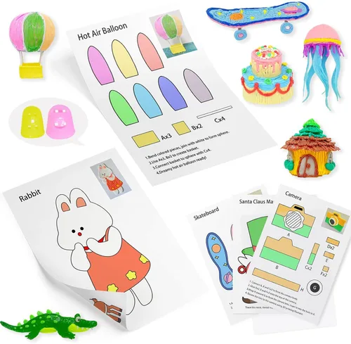 Vista 9 de Libro de Dibujo para Impresora 3D, Plantilla de Papel Grueso Colorida Reutilizable con 40 Patrones y Placa Transparente, Plantilla de Graffiti