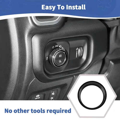 Vista 5 de RT-TCZ para interruptor de faro delantero RAM, anillo de ajuste para RAM 2018-presente negro accesorios interiores 1 unid