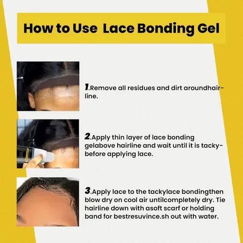 Vista 4 de Gel de unión de encaje, pegamento de encaje de peluca, nuevo diseño de cabeza de cepillo, fórmula invisible y agradable al tacto, pegamento